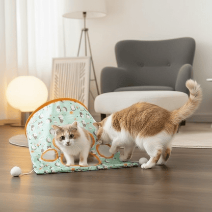 Tunnel Pliable pour Chat avec Papier Bruissant - Jouet Interactif - Chatjoue - Chatjoue