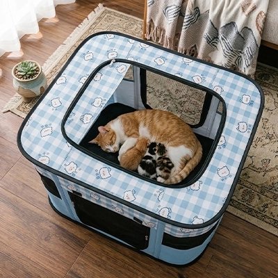 chatte avec chatons dans Parc pour Chat dorment au salon