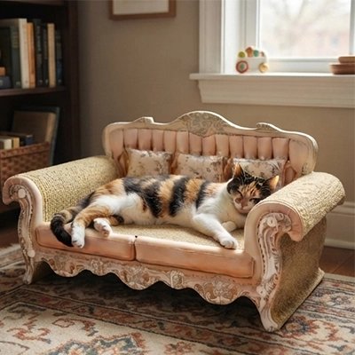 chatte dort sur Canapé pour chat devant fenêtre