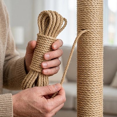Corde arbre a chat une personne l'enroule facilement
