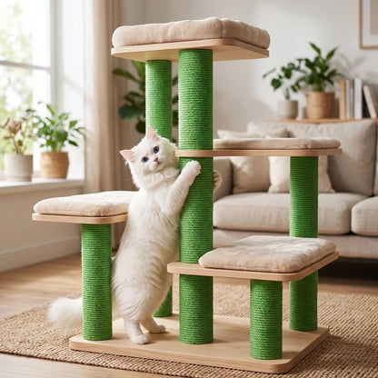 Corde arbre a chat verte chat fait ses griffres 