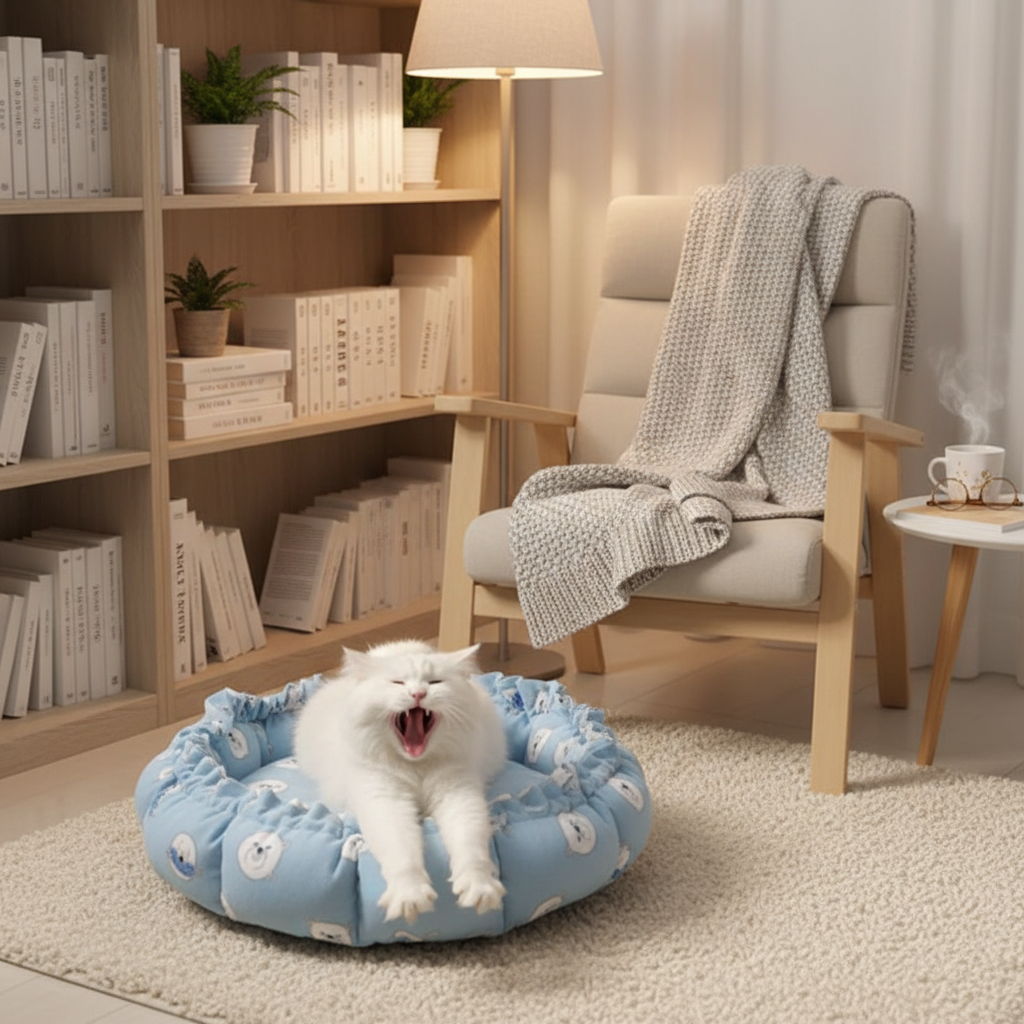 Coussin bleu ours lifestyle