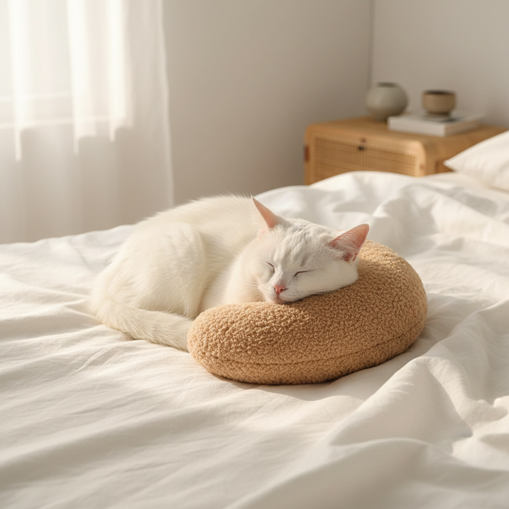Coussin chat marron chat blanc chambre