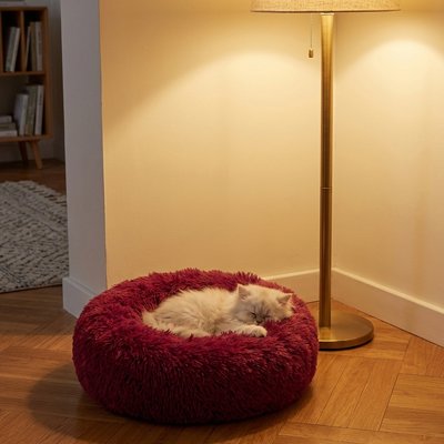 Coussin Chat rond de couleur rouge