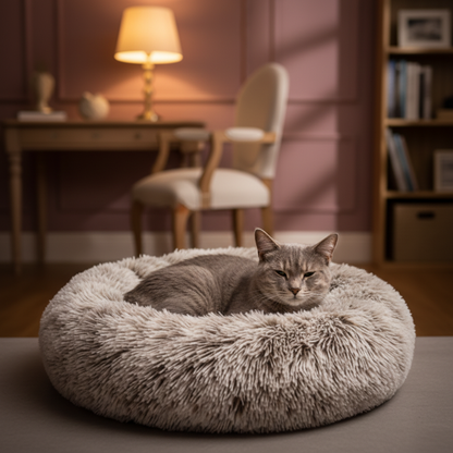 Coussin crème gris - bureau mauve