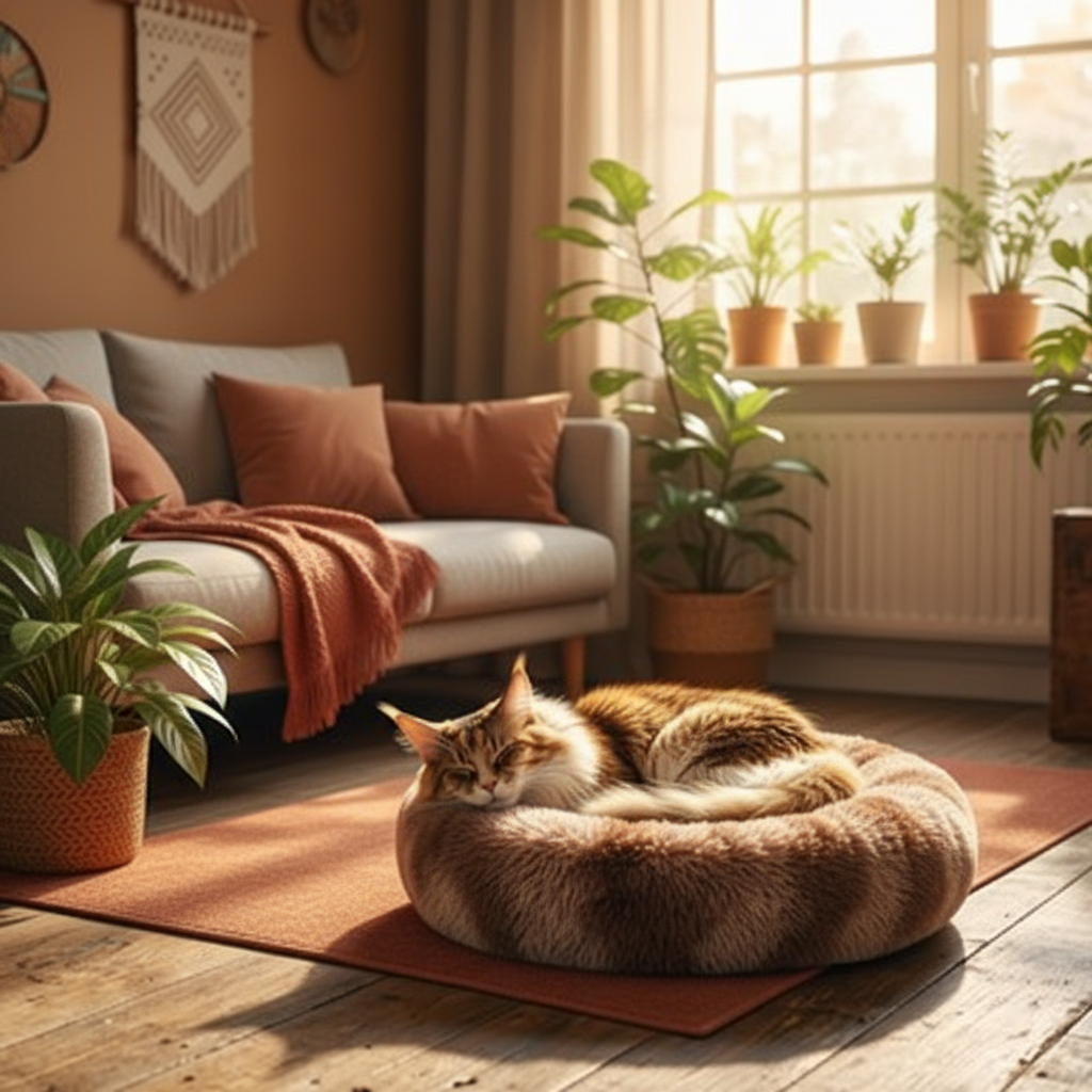 Coussin marron - salon terracotta