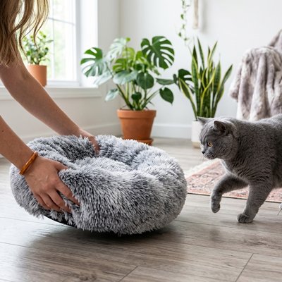 Coussin pour Chat gris marbré