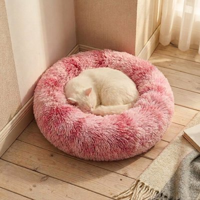 Coussin pour Chat rose marbré