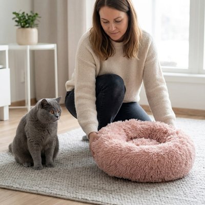 Coussin pour Chat  rose poudré