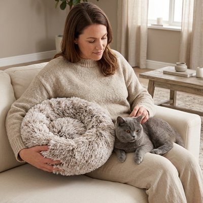 Coussin pour Chat s'harmonise dans le salon