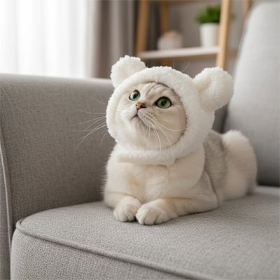 Déguisement pour Chat blanc chat couché sur fauteuil