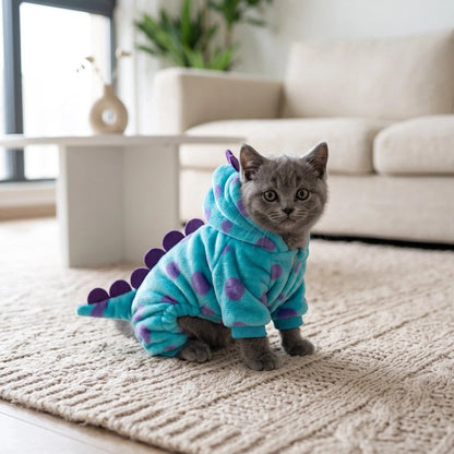 Déguisement pour Chat bleu turquoise chat assis sur tapis salon