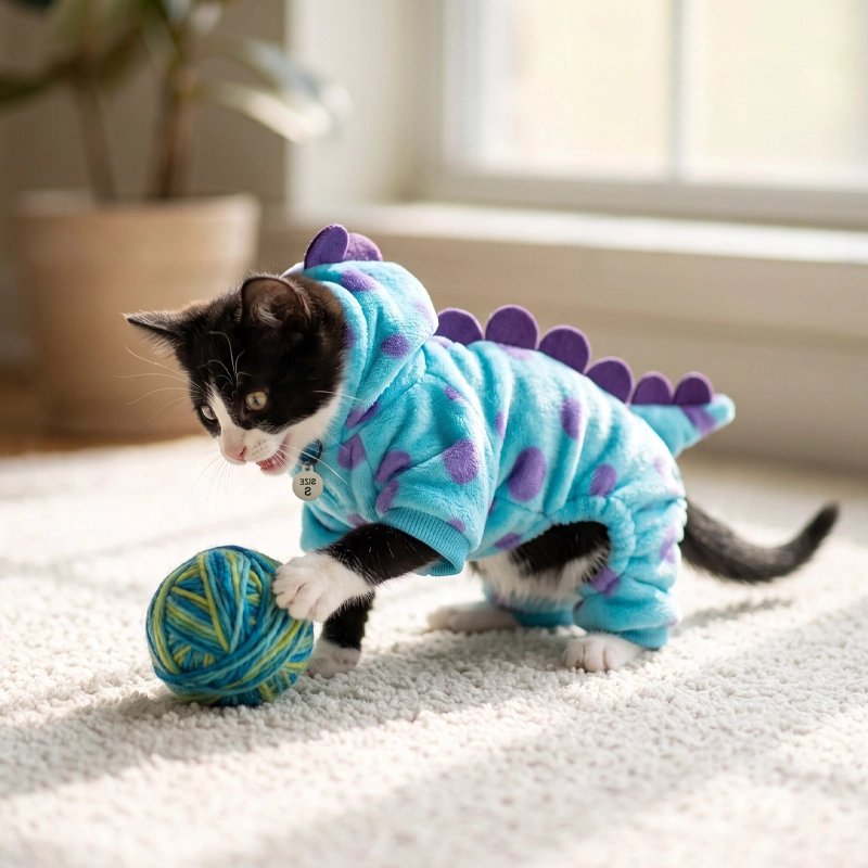 Déguisement pour Chat bleu turquoise chaton joue avec balle laine
