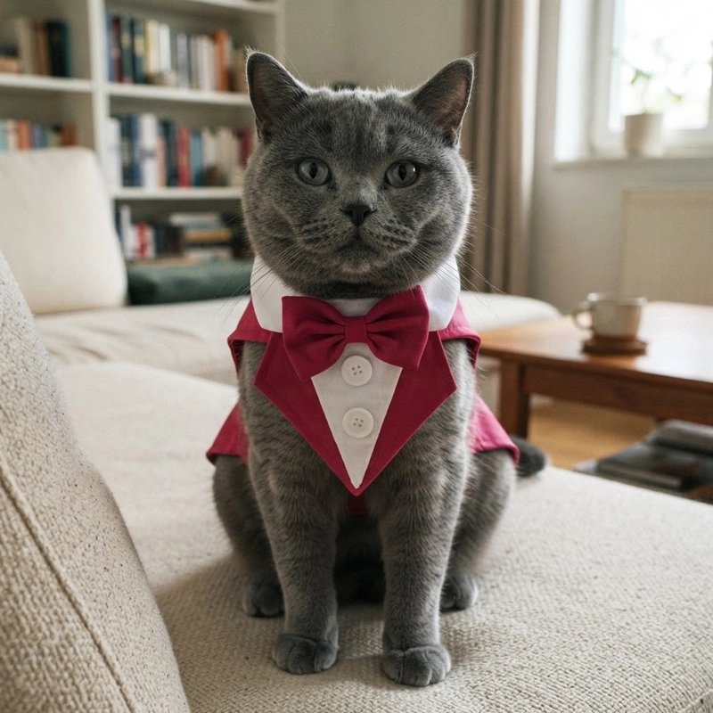 Déguisement pour Chat costume rose chat assis sur canapé