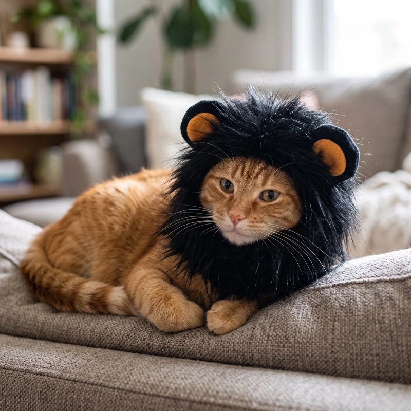 Déguisement pour Chat crinière noire chat couché sur canapé 