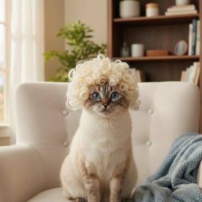Déguisement pour Chat perruque blonde frisée chat sur canapé