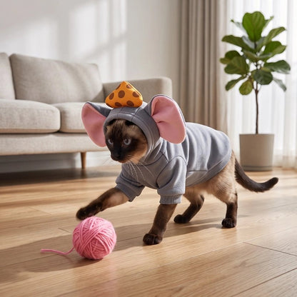 Déguisement pour Chat souris grise chat joue avec balle rose