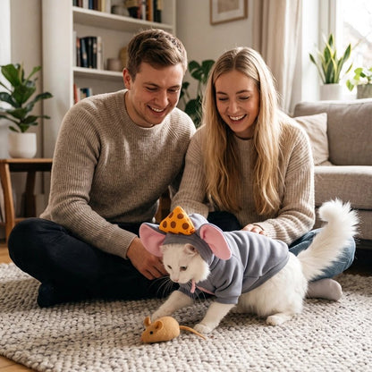 Déguisement pour Chat souris grise homme et femme regarde chat