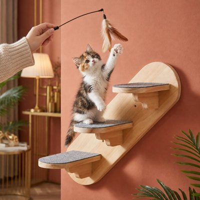Escalier pour chat en bois blanc possible de le peindre 