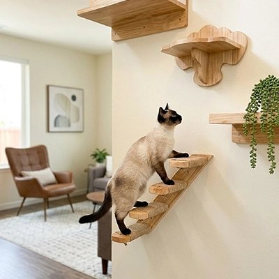 Escalier pour chat fixation au mur 