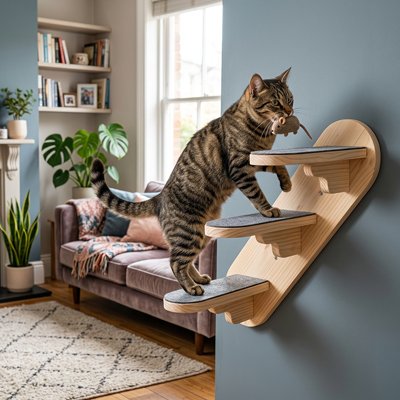 Escalier pour chat fixation facile au mur