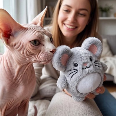 femme montre Jouet Chat souris à sphinx 