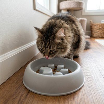 Gamelle anti glouton Chat design patte 