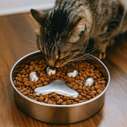 Gamelle anti glouton chat en acier inoxydable 