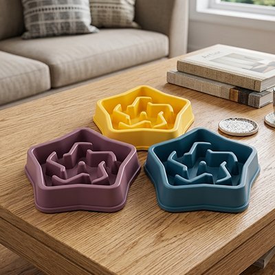Gamelle anti glouton Chat en forme de pentagone