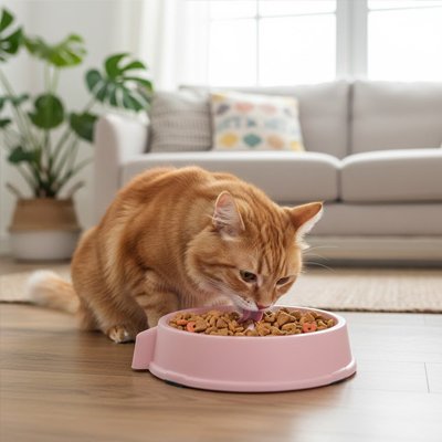 Gamelle anti glouton chat  en forme ronde avec design poisson intégré 