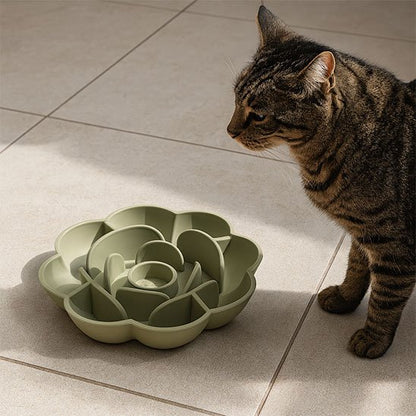 gamelle anti glouton Chat fleur couleur vert
