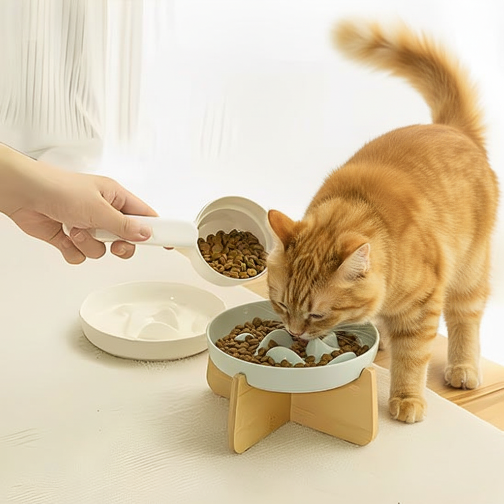 Gamelle vert pastel cuisine chat tigré