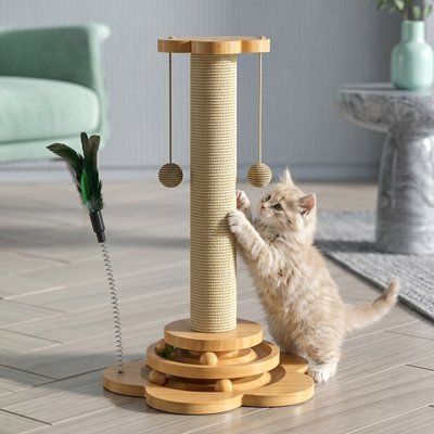 Griffoir Chat avec pompons et boules