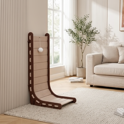 Griffoir chat beige bordure marron foncé