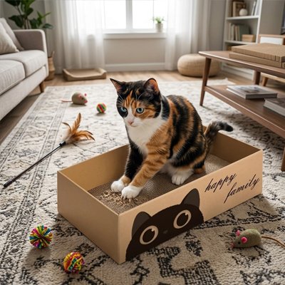 griffoir Chat carton positionnable dans toutes les pièces 
