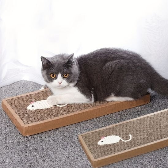 Griffoir chat avec petite souris blanche | Ultra - résistant - Chatjoue