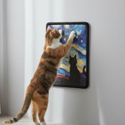 Griffoir Chat un chat dans la nuit étoilée | DuraPaw Design - chatjoue - Chatjoue
