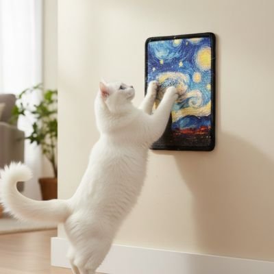 Griffoir Chat un chat dans la nuit étoilée | DuraPaw Design - chatjoue - Chatjoue