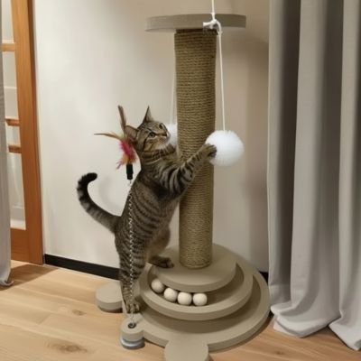 Griffoir pour chat avec plusieurs aires de jeux       