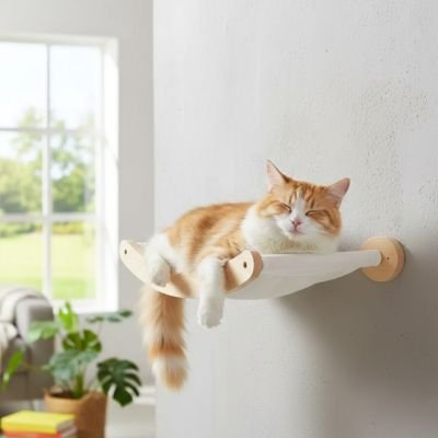 Hamac chat avec un coussin en tissus doux et lavable