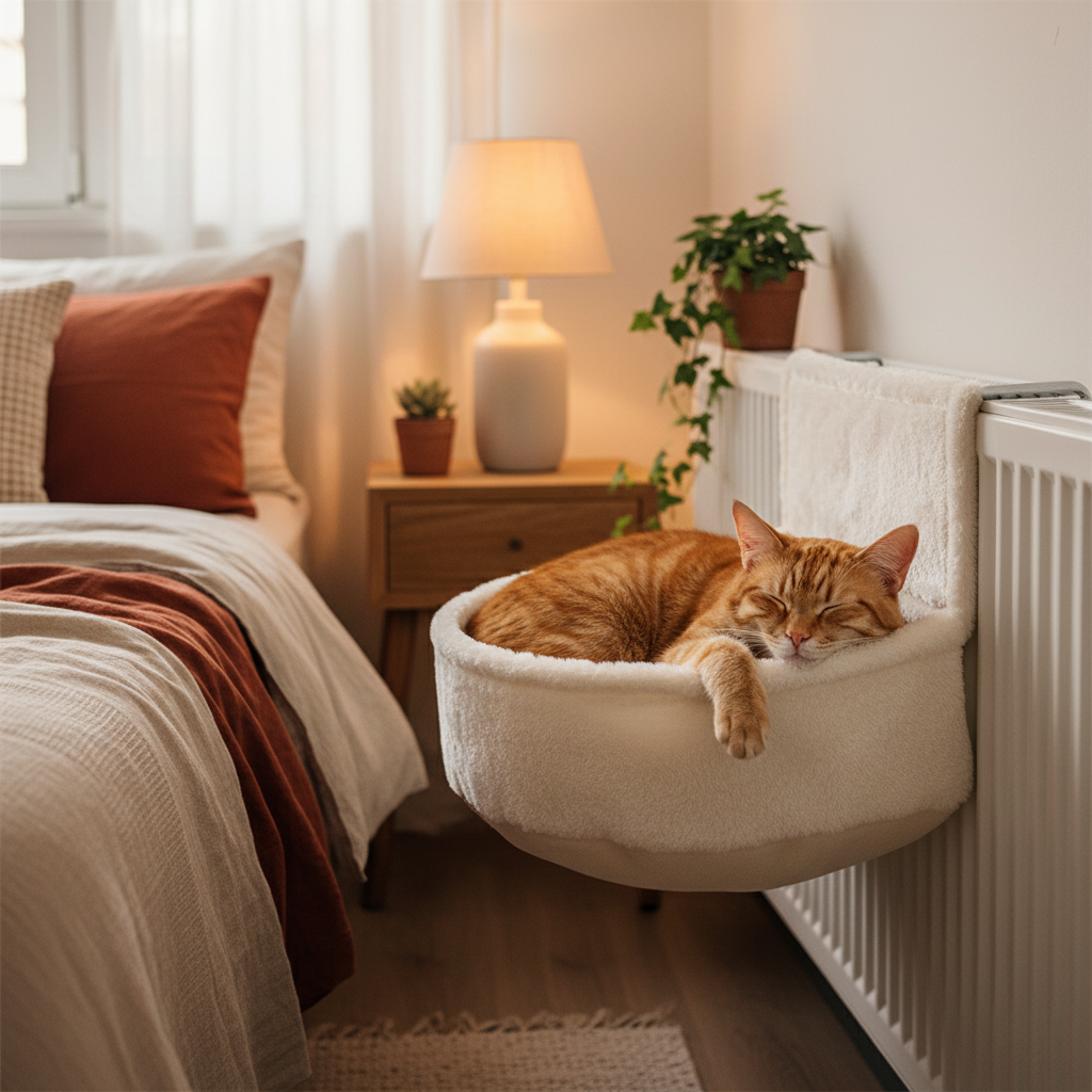 Hamac chat chambre carré - chat roux