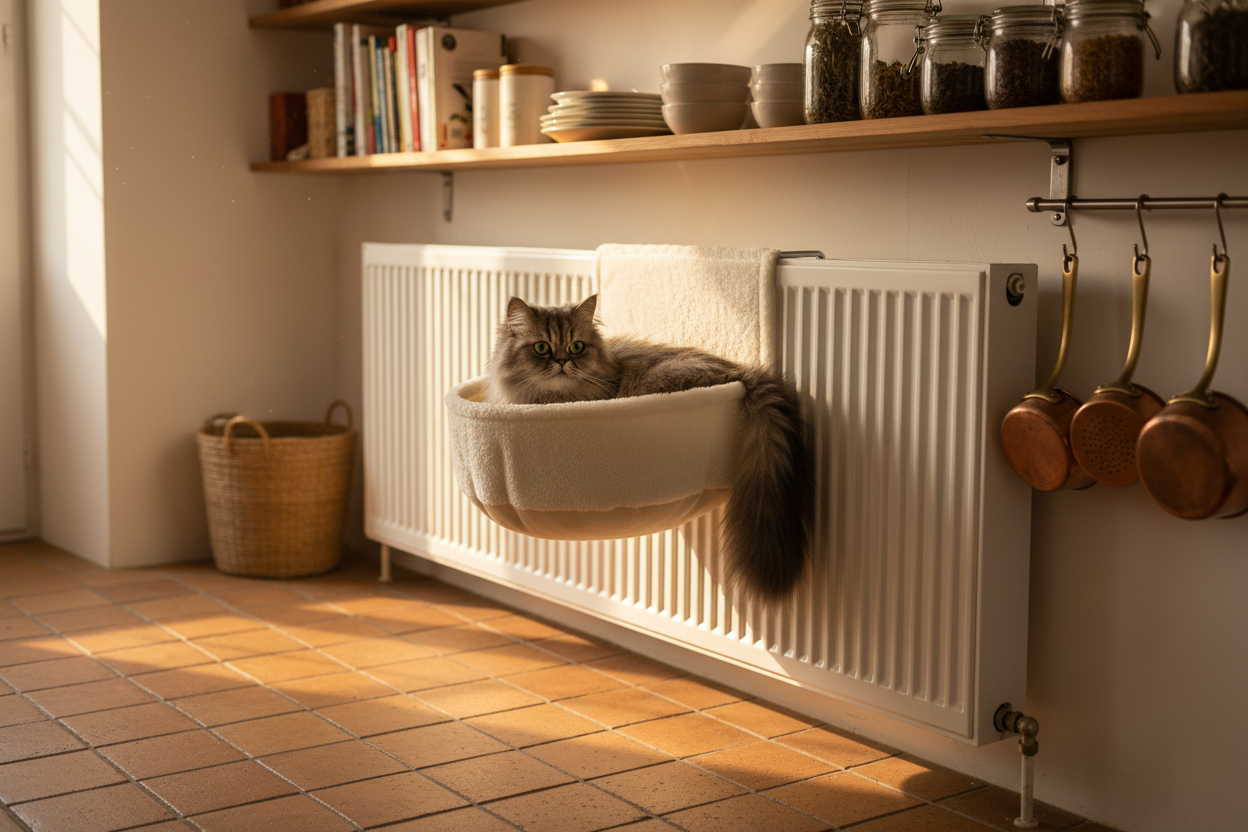 Hamac chat cuisine - chat persan gris
