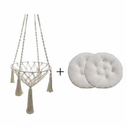 Hamac macramé + 2 coussins