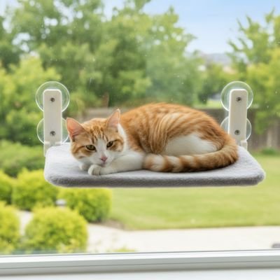 Hamac pour chat fenêtre fixer par 4 ventouses