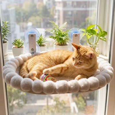 Hamac pour Chat fixation par 4 ventouses de 8.5 cm