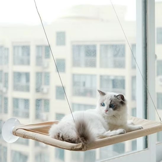 Hamac pour chat fixation par 4 ventouses