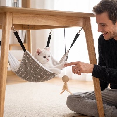 Hamac pour Chat peut-être installé sous une table