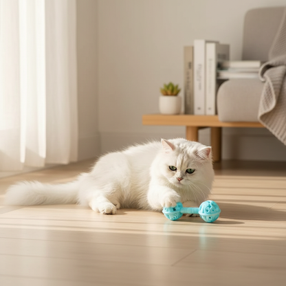 Hochet bleu - chat blanc