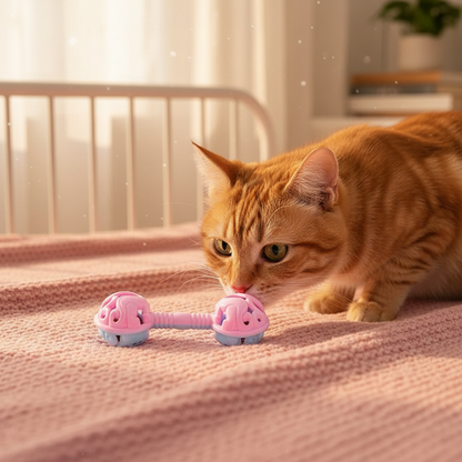 Hochet rose - chat roux