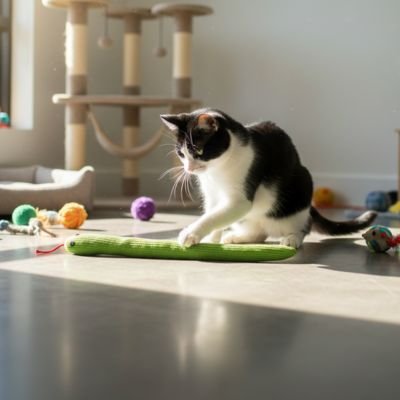 Jeu chat en velours rembourré